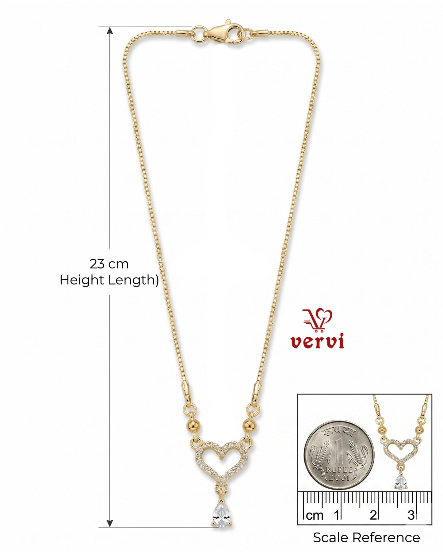 Love Drop Stoned Pendant Chain