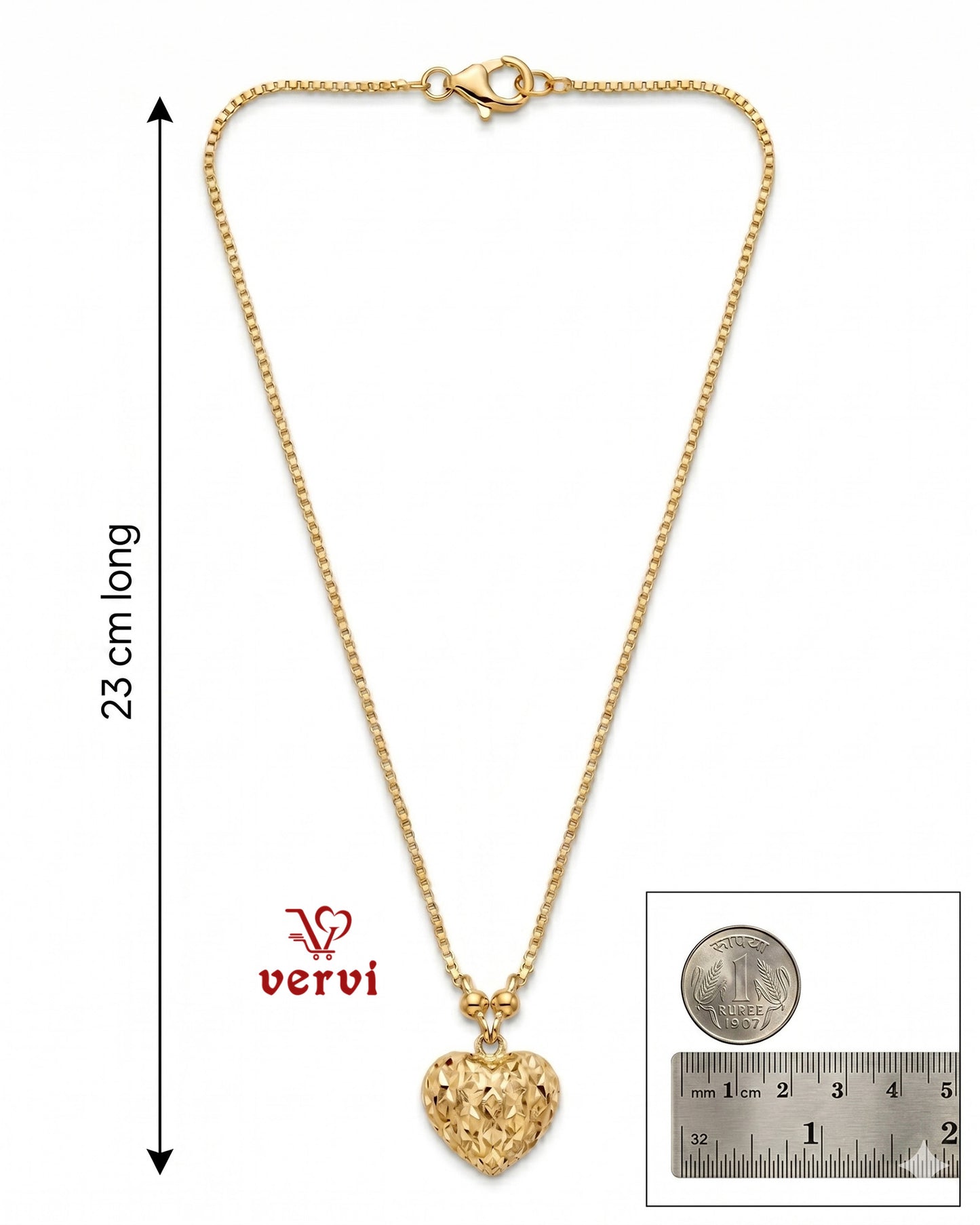 Diamond Cut Heart Pendant Chain