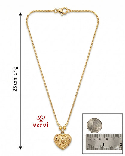 Diamond Cut Heart Pendant Chain