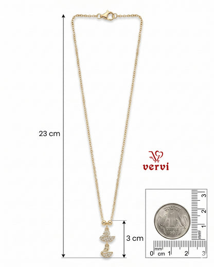 Twin Swan Drop Pendant Chain