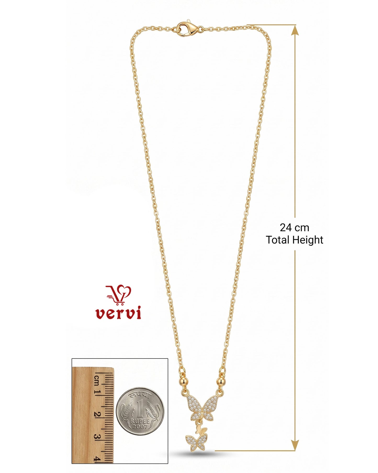 Twin Butterfly Drop Pendant Chain