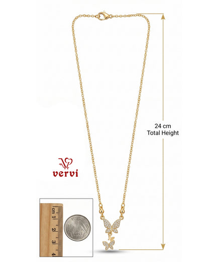 Twin Butterfly Drop Pendant Chain