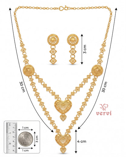 Ethnic Heart Layered Necklace Set
