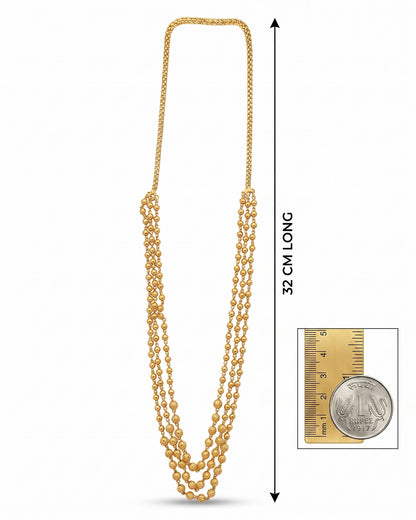 Three Layered Bead Gold Necklace