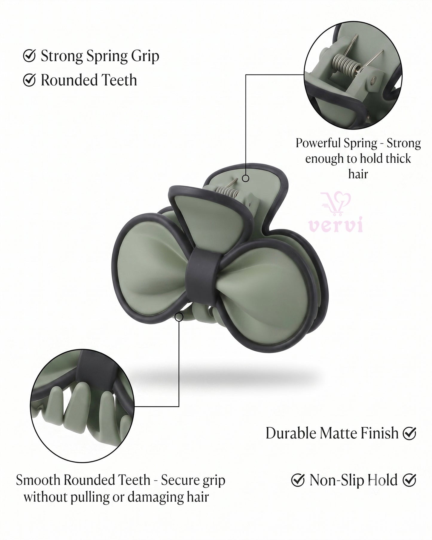 Petal Bow Hair Claw Clips Matte  Combo 1