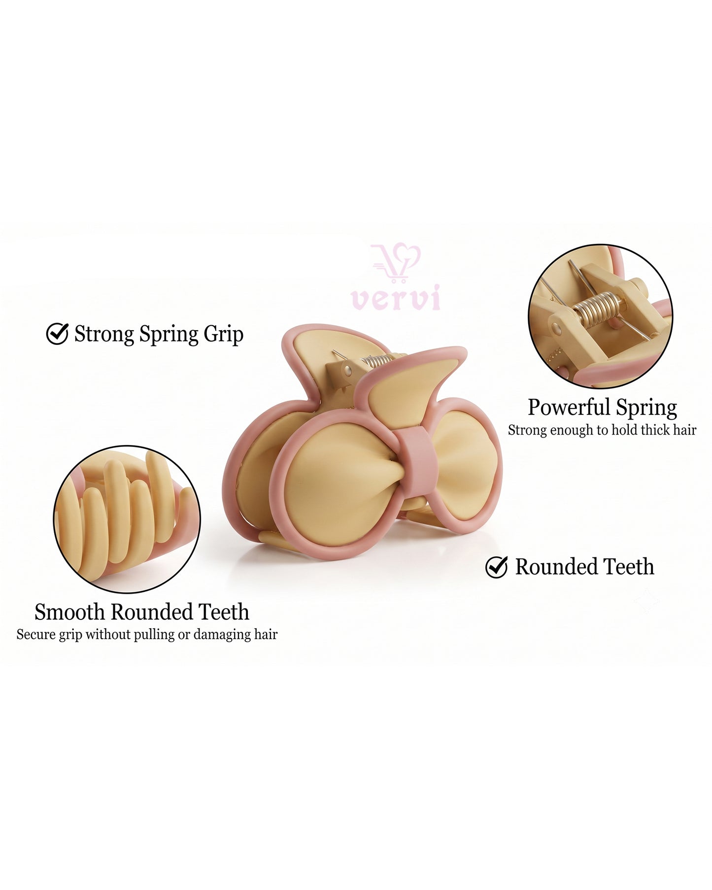 Petal Bow Hair Claw Clips Matte  Combo 3