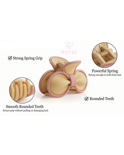 Petal Bow Hair Claw Clips Matte  Combo 3