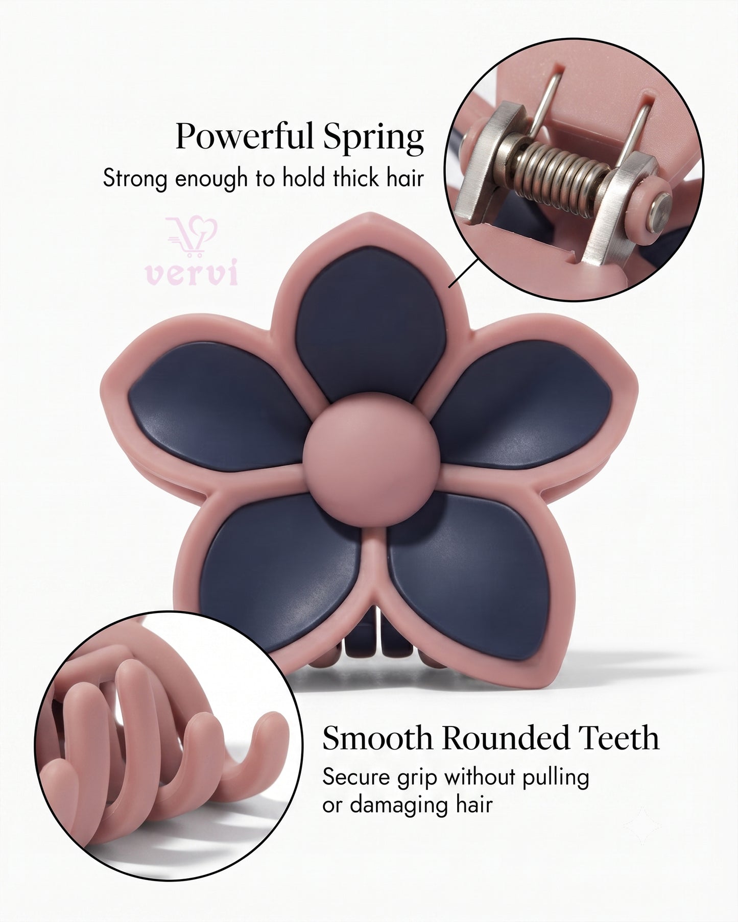 Korean Flower Hair Claw Clip Set 2 (Pack of 4)
