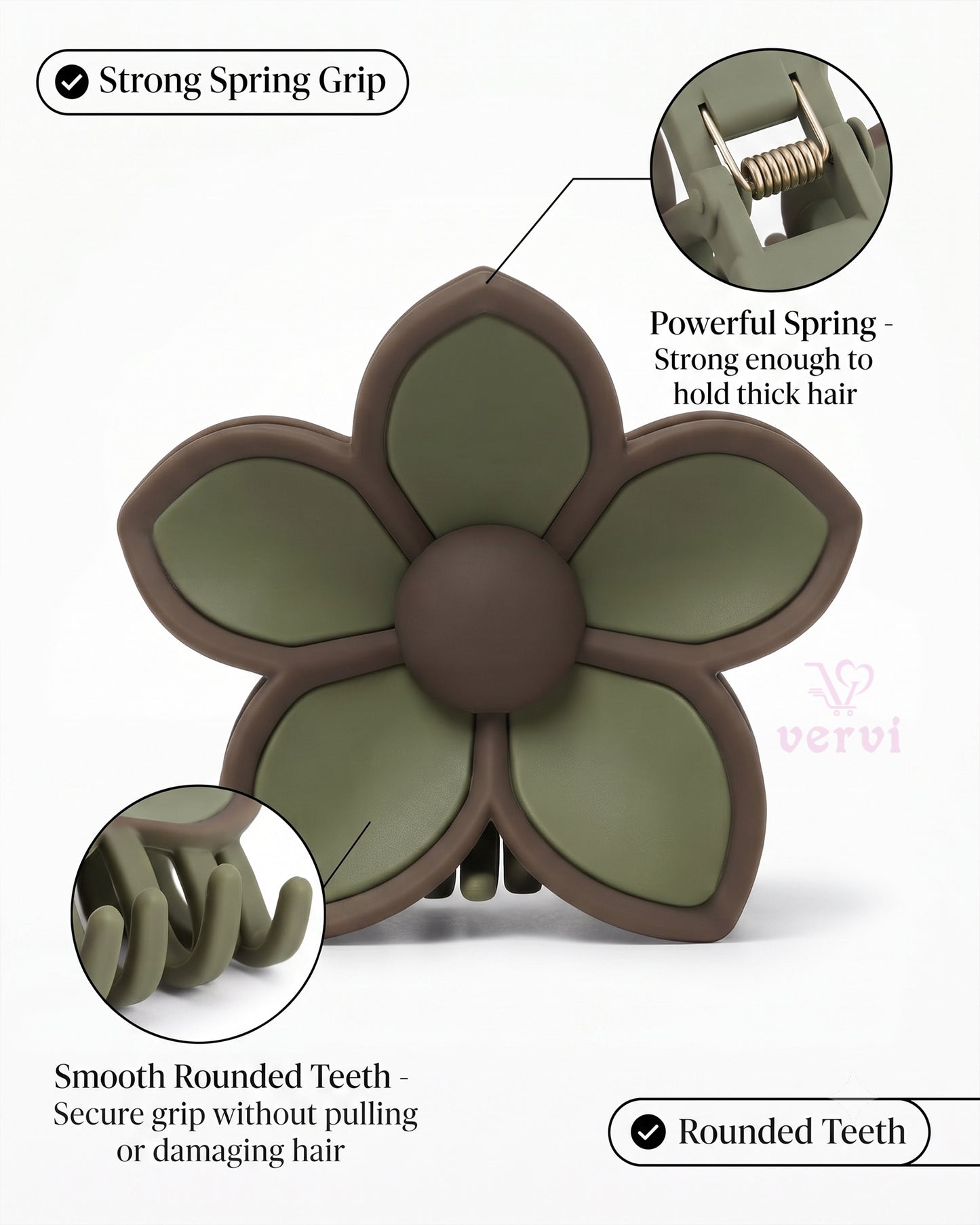 Korean Flower Hair Claw Clip Set 3 (Pack of 4)