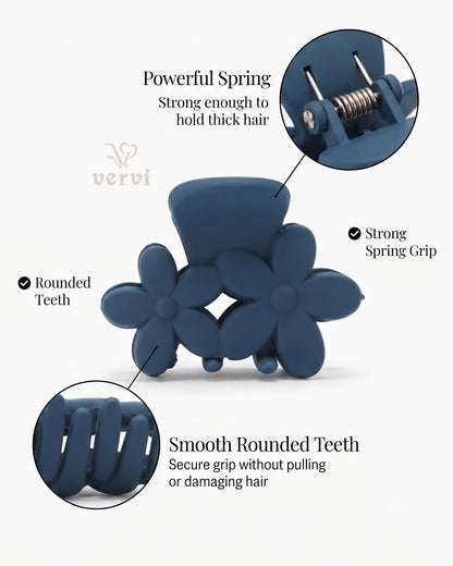 Twin Flower Hair Claw Clip Set 1 (Pack of 6)