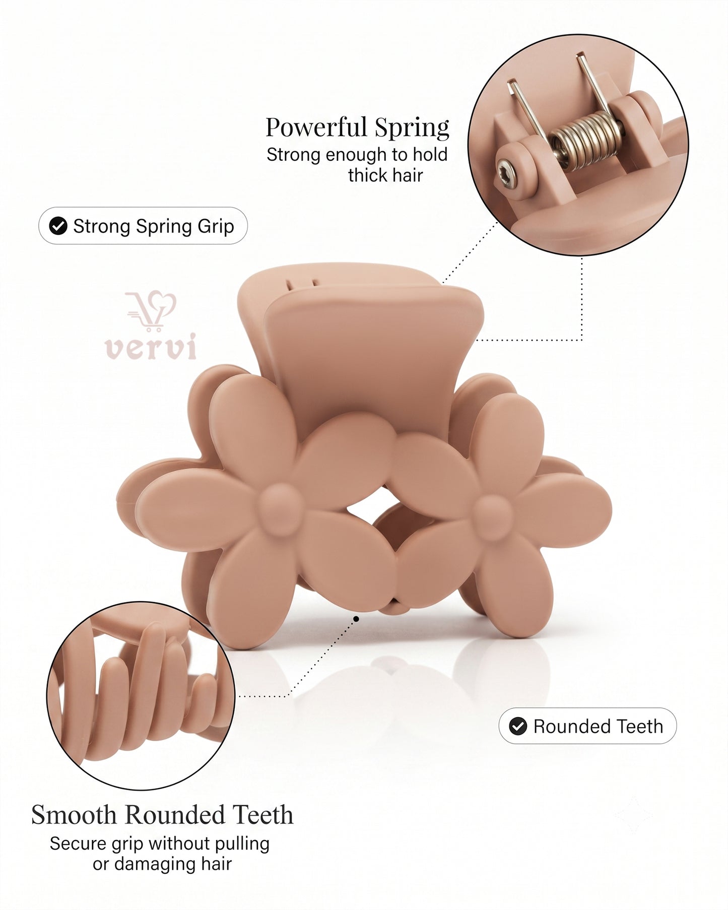 Twin Flower Hair Claw Clip Set 2 (Pack of 6)