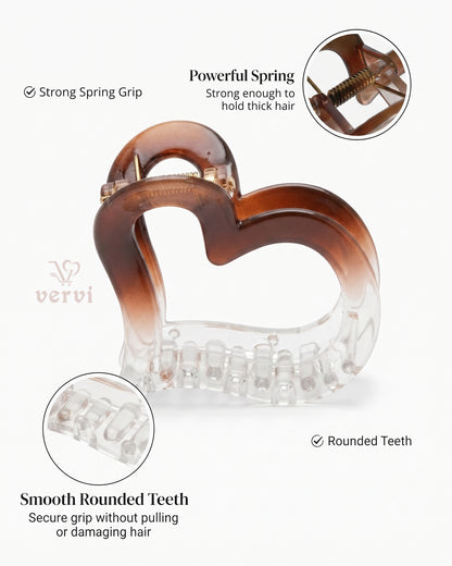 Gradient Heart Hair Claw Clip Set 1 (Pack of 3)