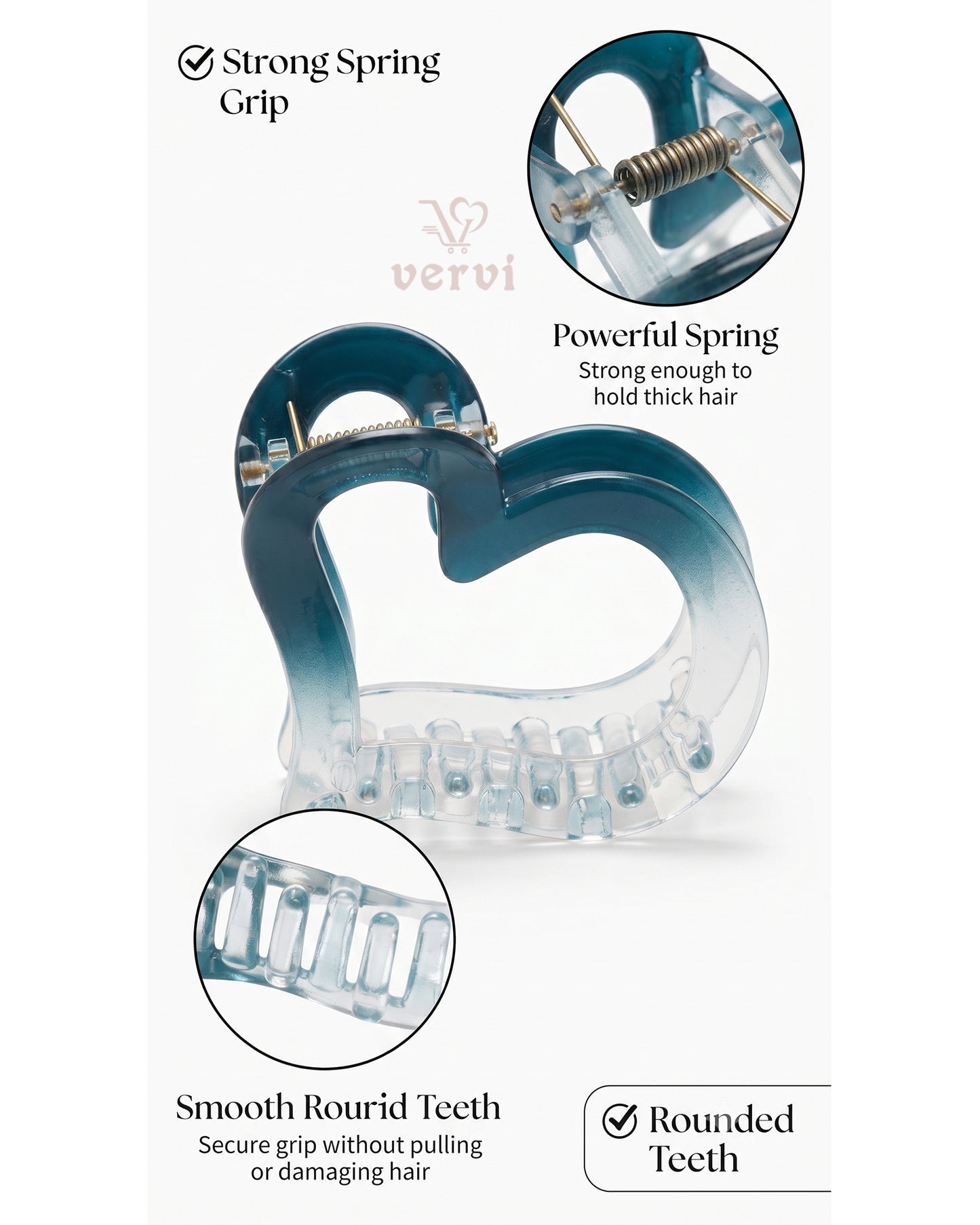 Gradient Heart Hair Claw Clip Set 2 (Pack of 3)