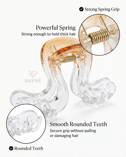 Transparent Wavy Hair Claw Clip Set 2 (Pack of 3)
