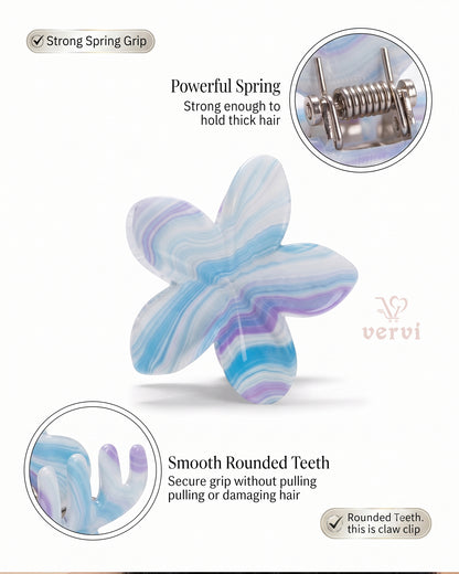 Marble Flower Hair Claw Clip Set 4 (Pack of 6)