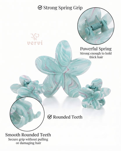 Marble Flower Hair Claw Clip Set 5 (Pack of 6)