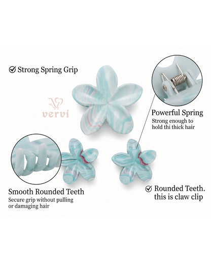 Marble Flower Hair Claw Clip Set 6 (Pack of 6)