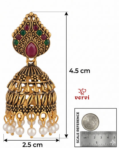 Antique Gold Heavy Jhumka