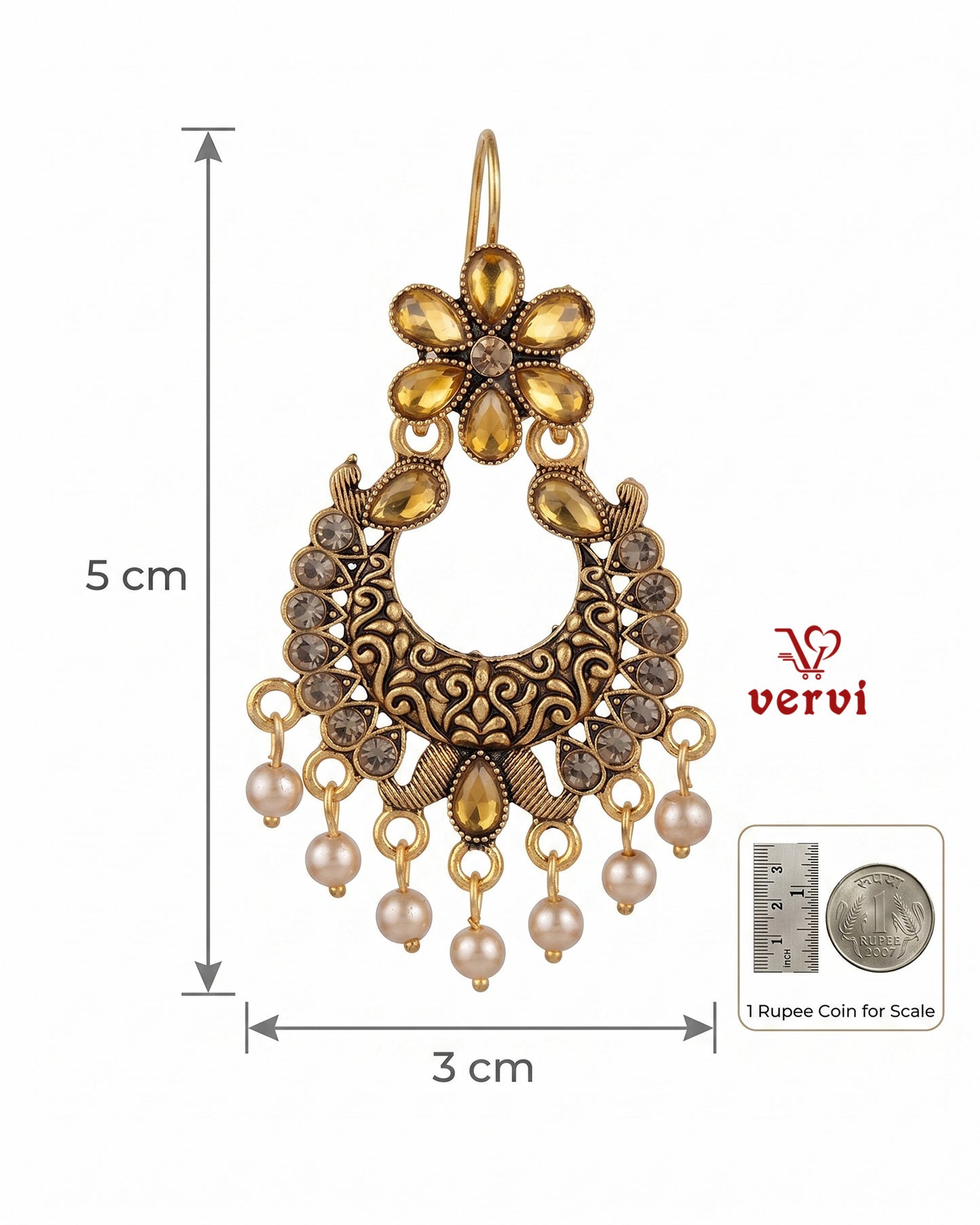 Stone Studded Crescent Jhumka
