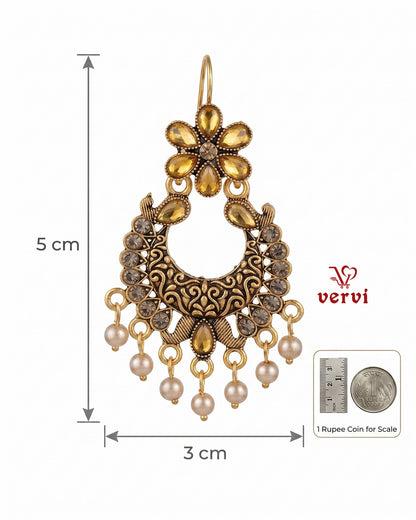 Stone Studded Crescent Jhumka
