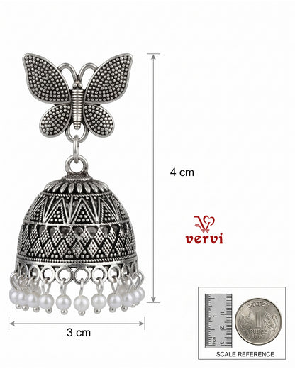 Oxidized Butterfly Drop Jhumka
