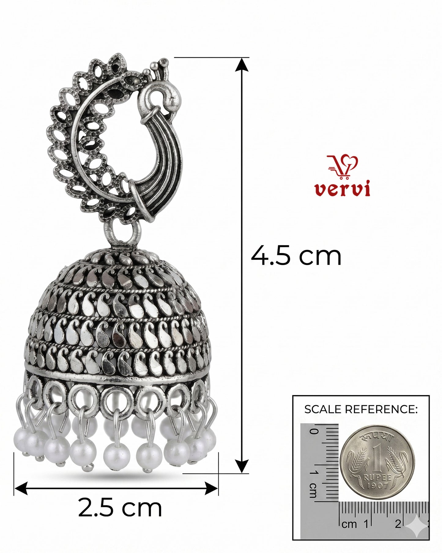 Oxidized Peacock Drop Jhumka
