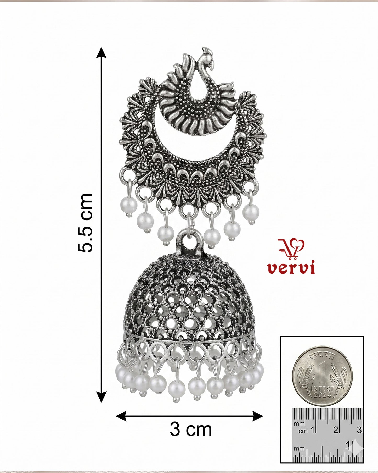 Oxidized Floral Mandala Jhumka