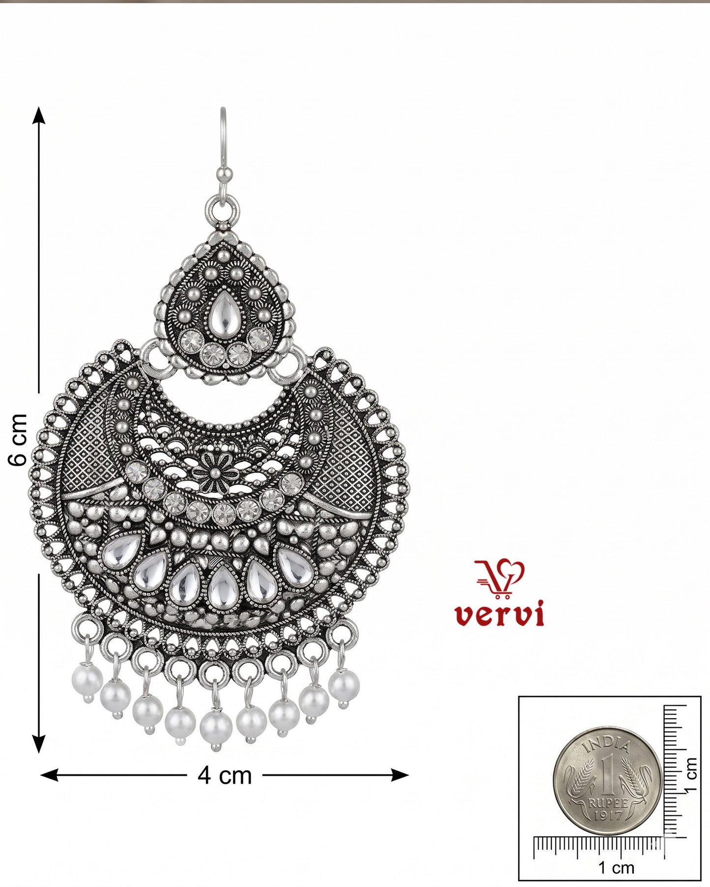 Oxidized Crescent Jhumka
