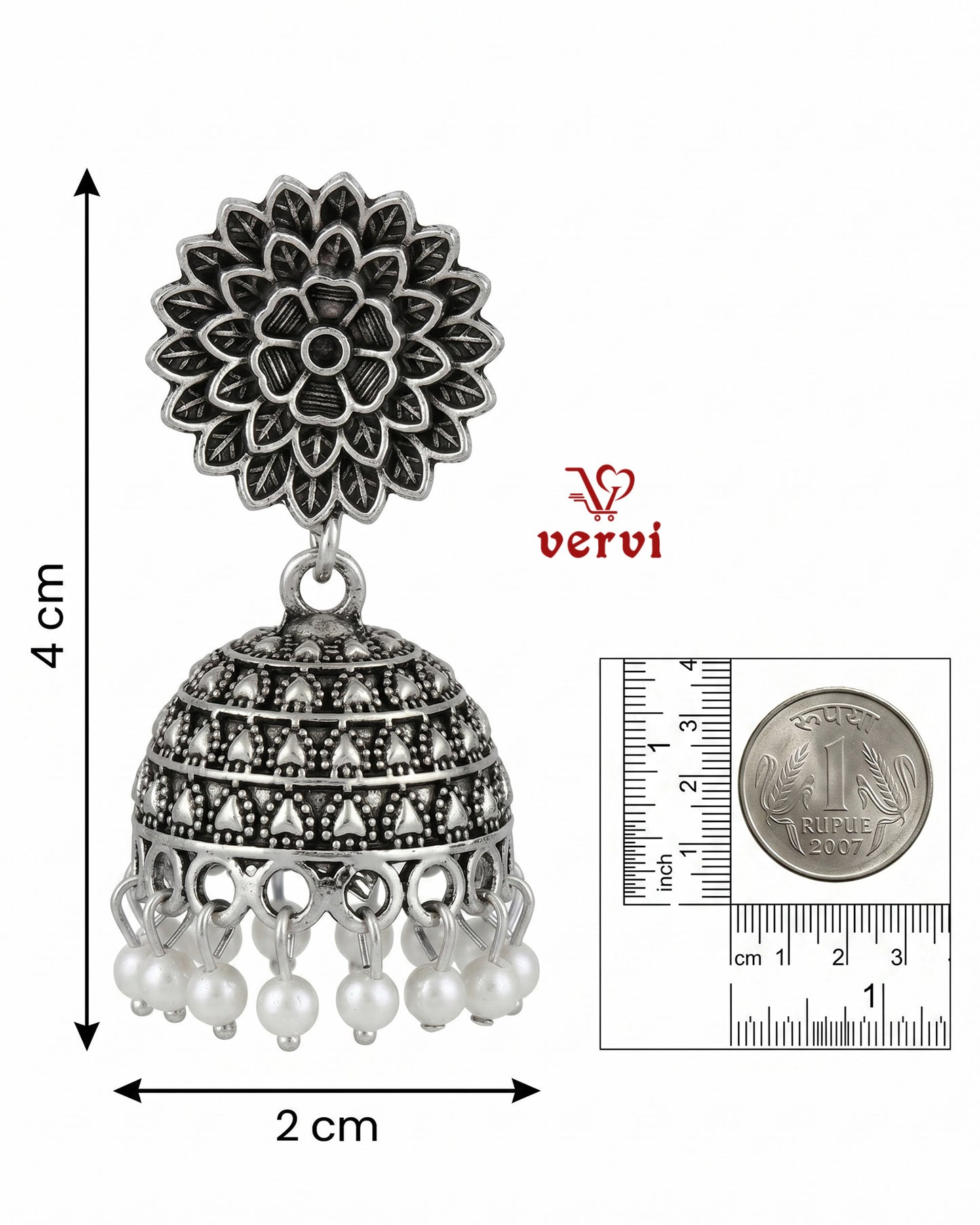 Oxidized Floral Disc Jhumka