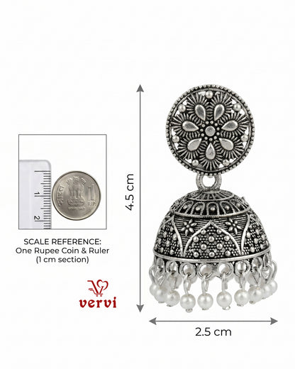 Oxidized Floral Disc Jhumka