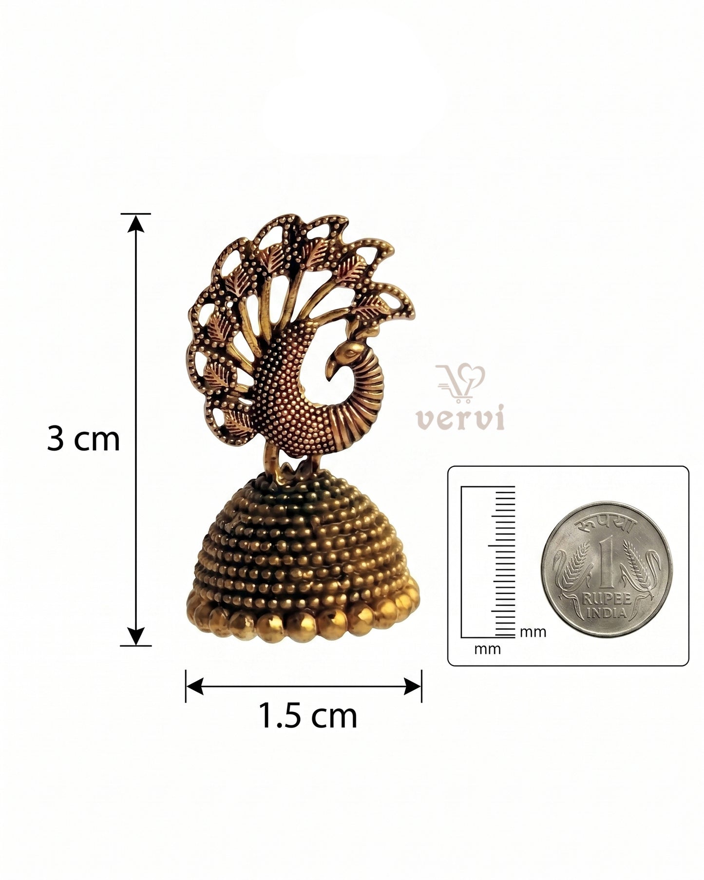 Peacock Antique Feather Jhumka