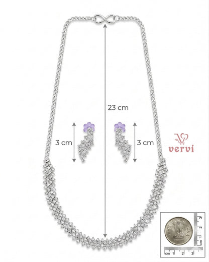 Silver Stone Necklace Set