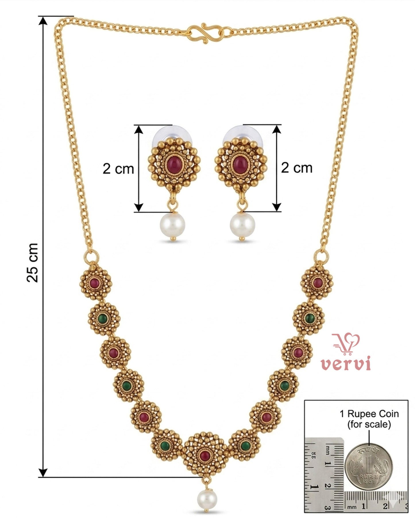 Antique Floral with Stone Necklace Set