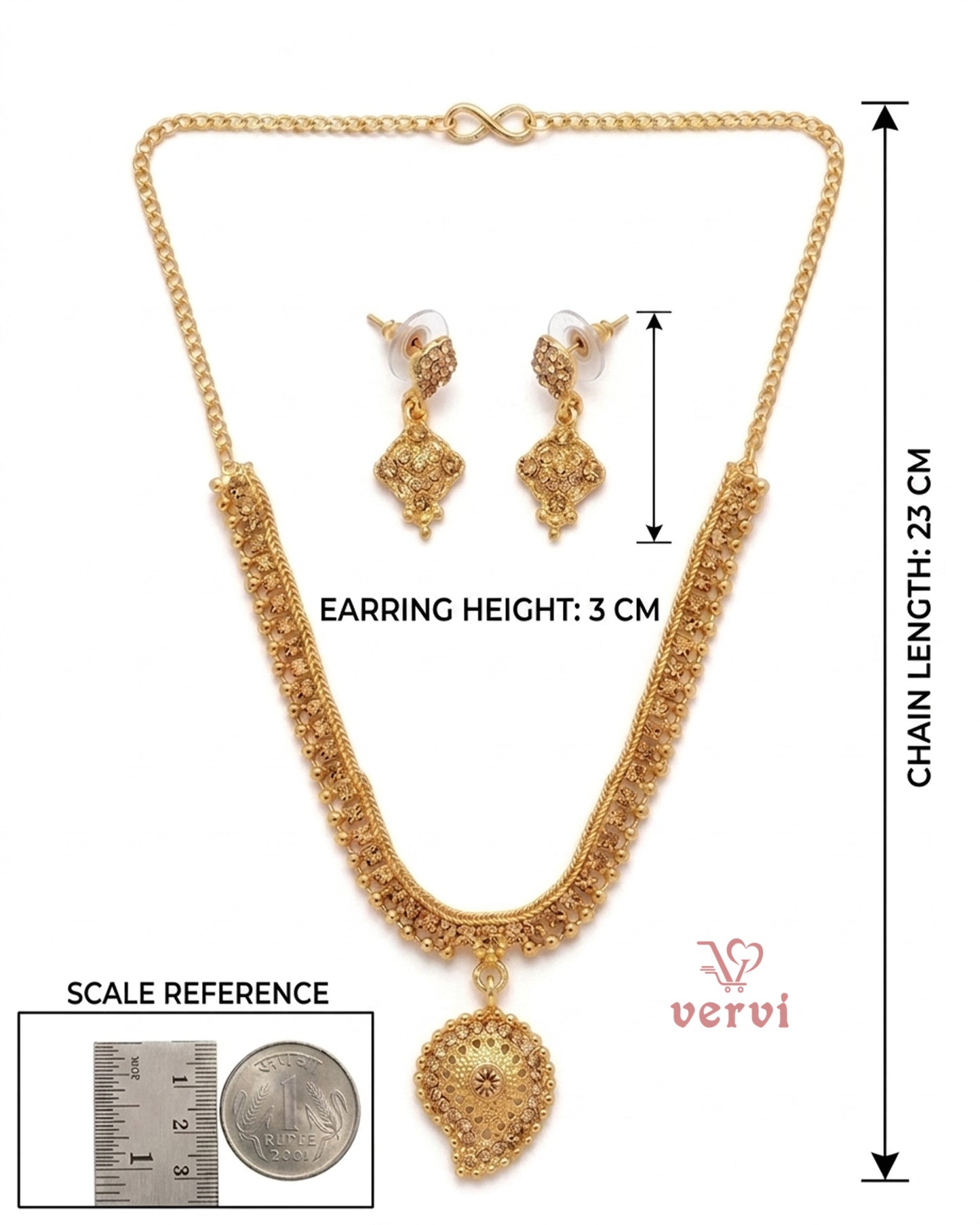 Gold color with Stone Necklace Set