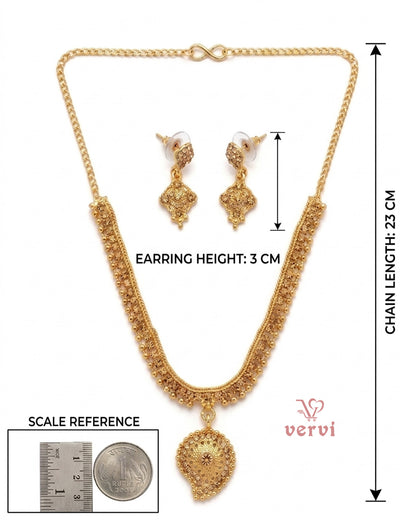 Gold color with Stone Necklace Set