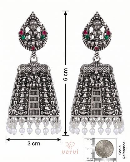 Oxidized Lakshmi Temple Jhumka