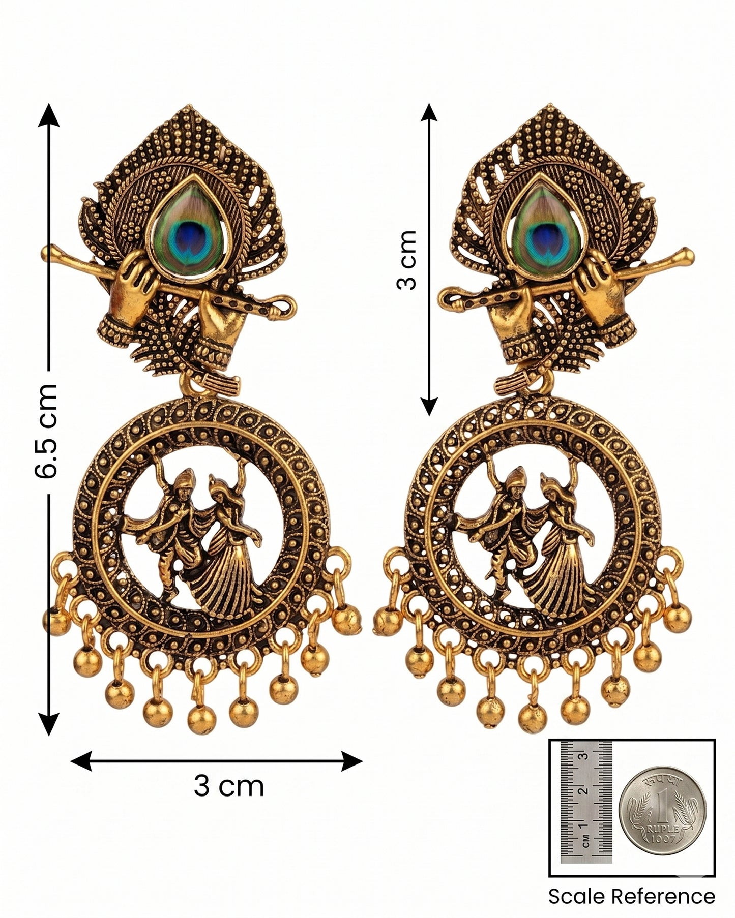 Golden Radha Krishna dancing Jhumka