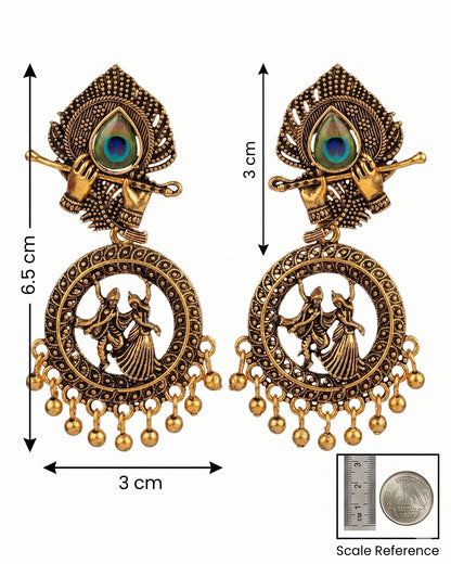Golden Radha Krishna dancing Jhumka