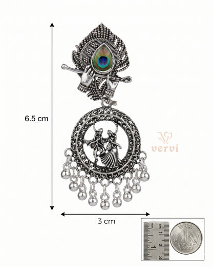 Oxidized Radha Krishna dancing Jhumka