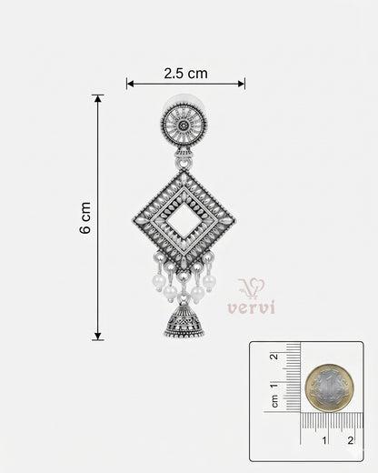 Oxidized Vintage Diamond Bell Jhumka