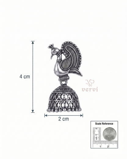 Oxidized Royal Peacock Temple Jhumka