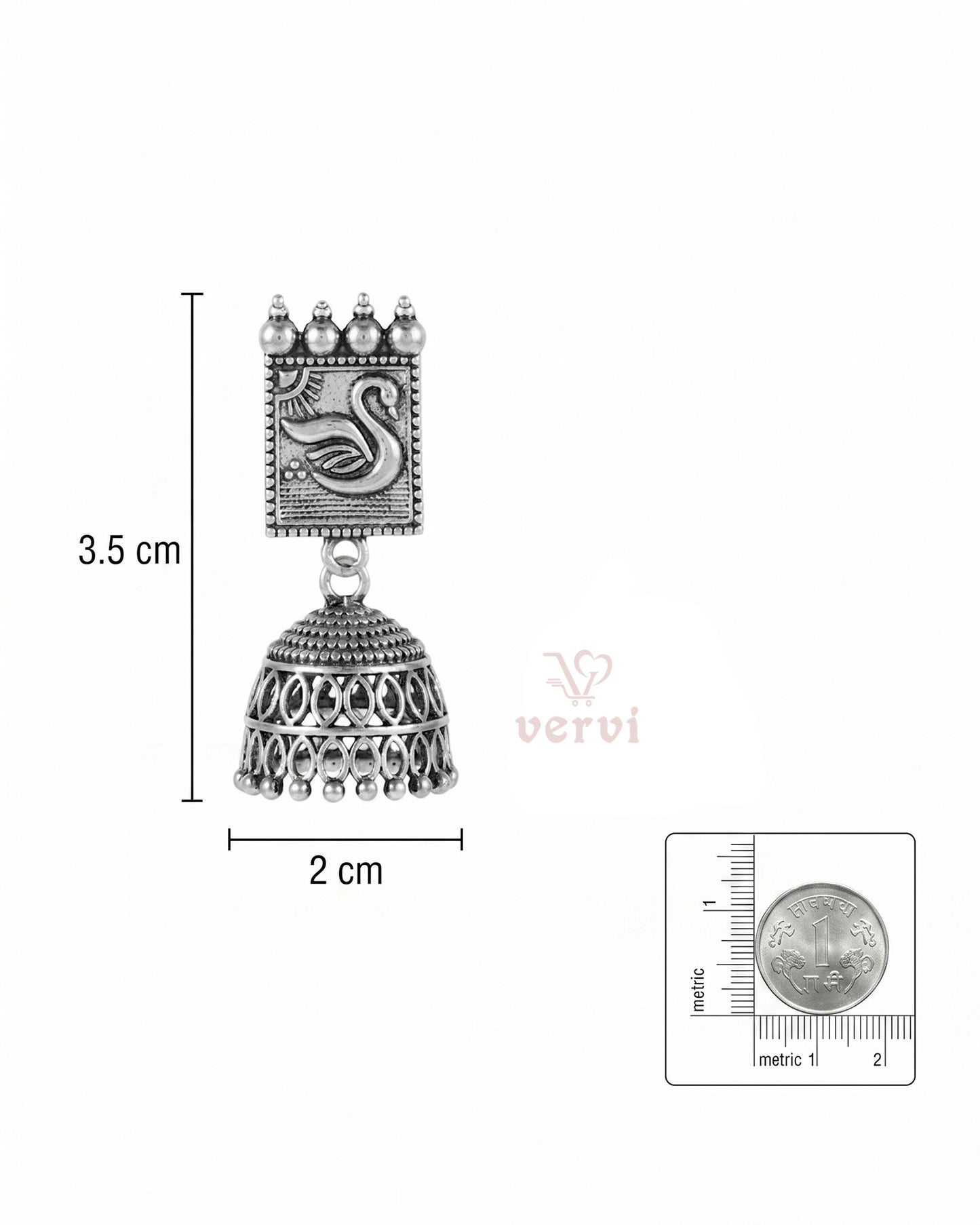 Oxidized Swan Jhumka
