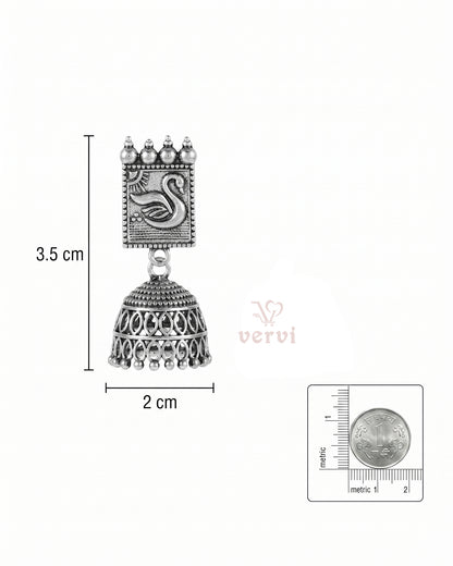 Oxidized Swan Jhumka