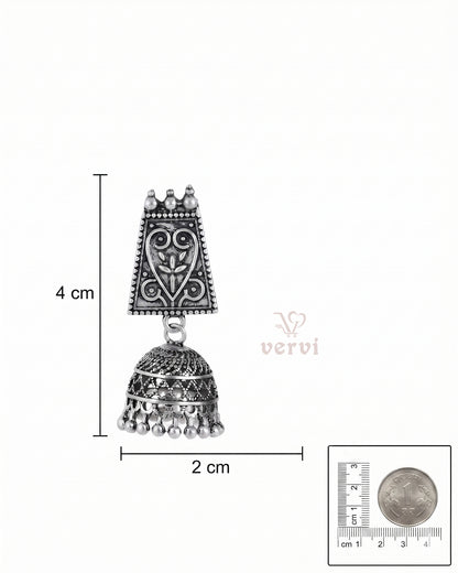 Royal Floral Oxidized Jhumkas