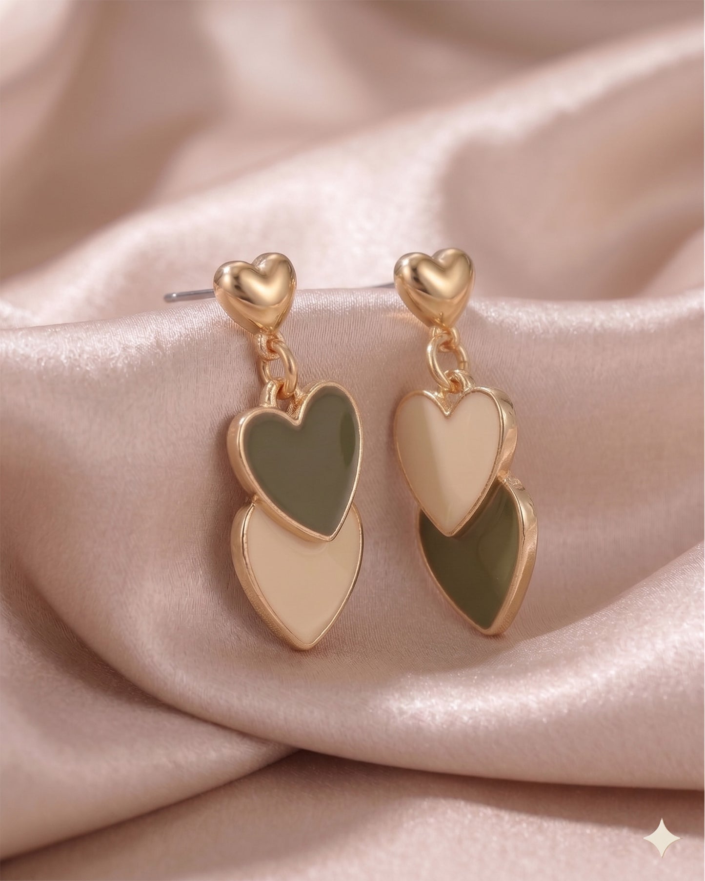 Korean Twin Heart Earring