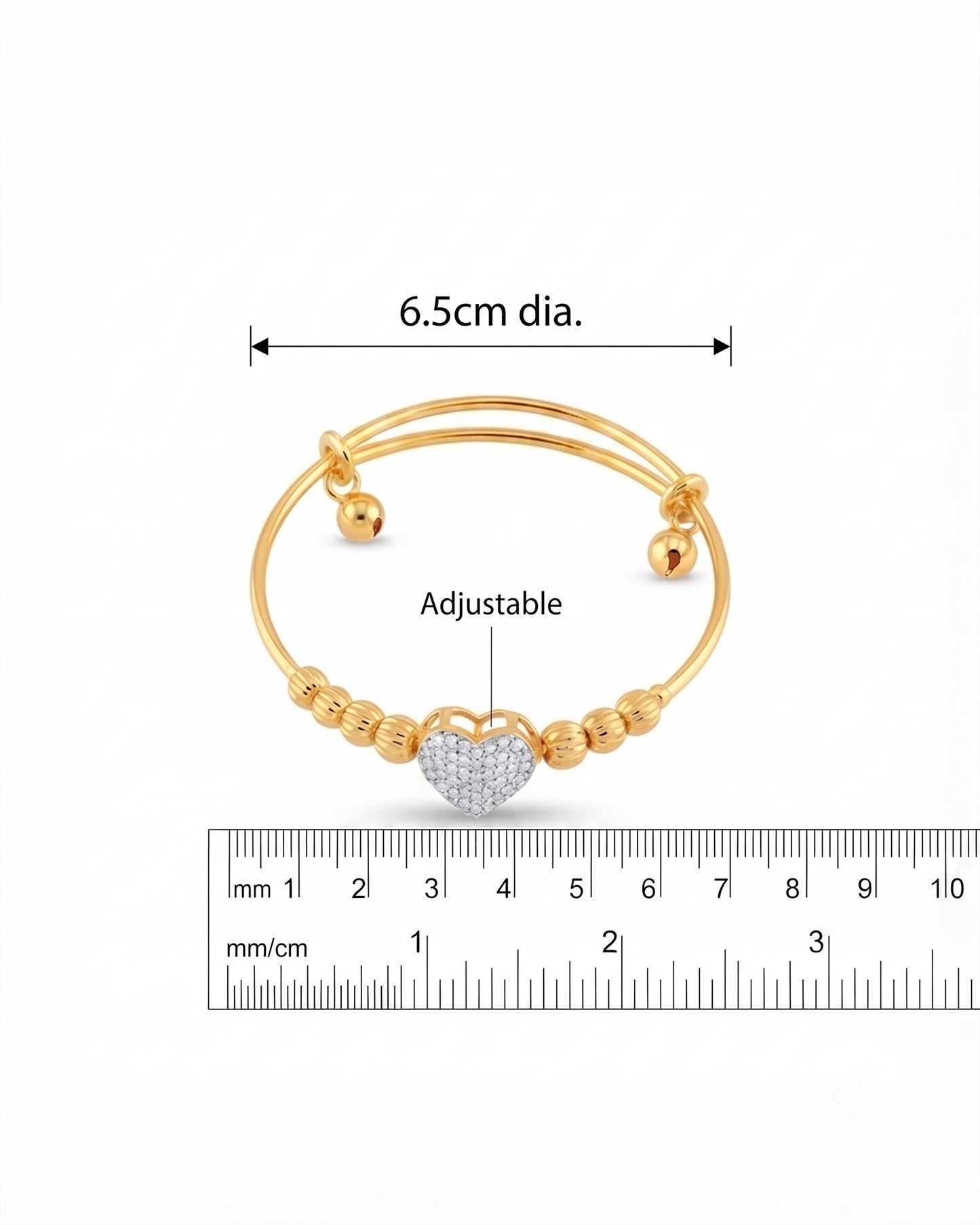 Golden heart Stone with bells Bracelet