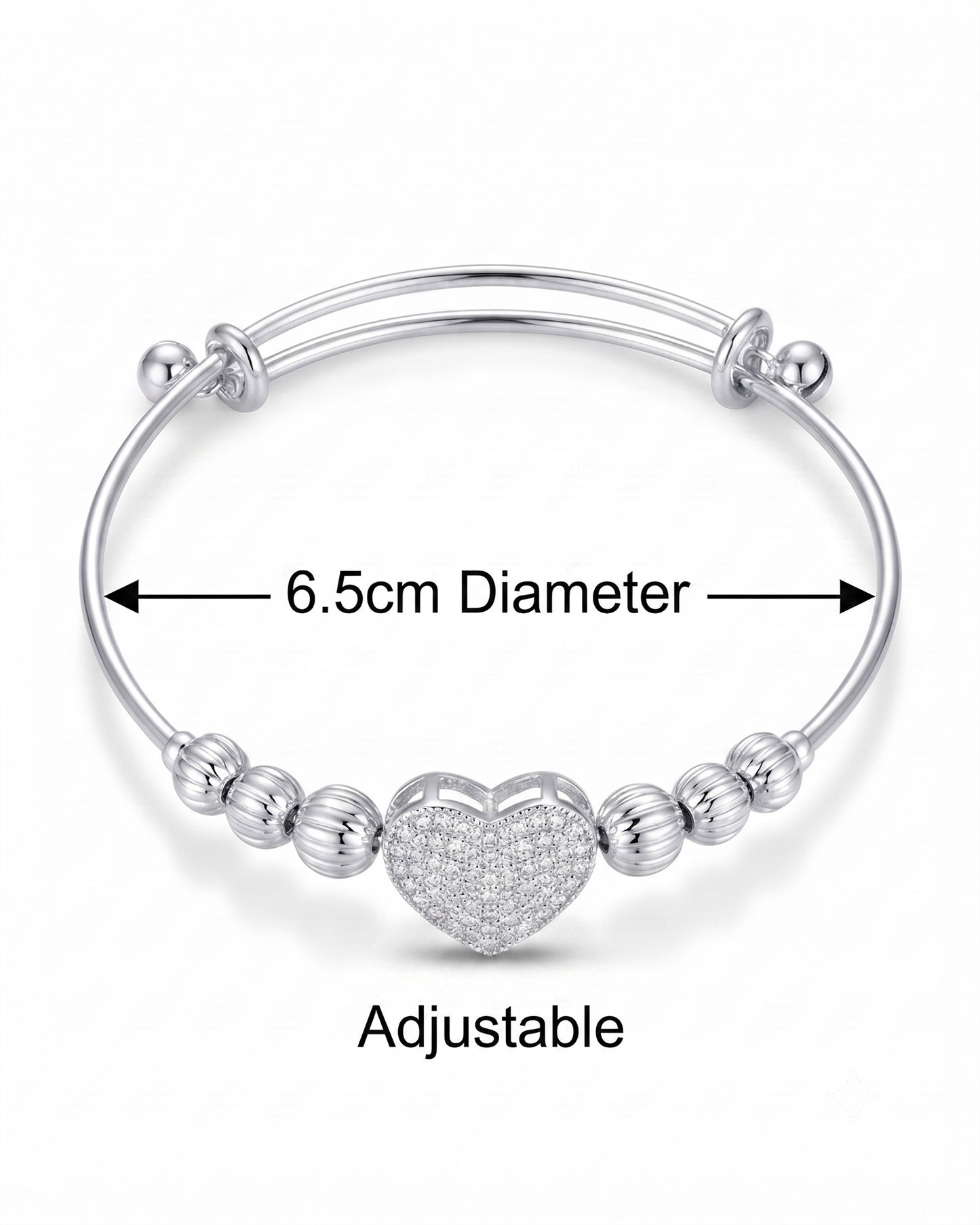 Silver heart Stone with bells Bracelet