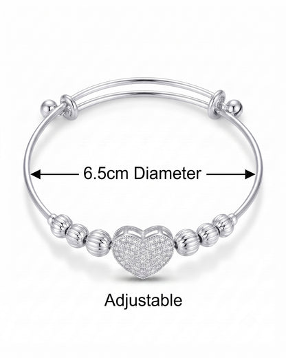 Silver heart Stone with bells Bracelet