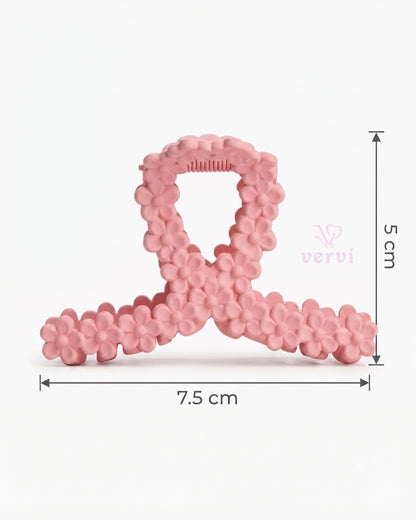 Multi Floral Hair Claw Clips Matte Combo 2