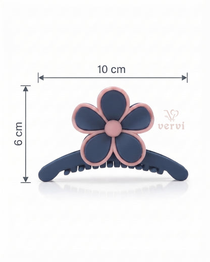 Korean Floral Long Hair Claw Clip Set 2 (Pack of 4)